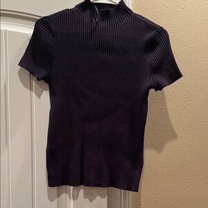 Nine West Ribbed Top in Deep Purple